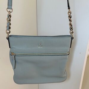 kate spade Pebble Leather Chain-Strap Crossbody in Light Blue